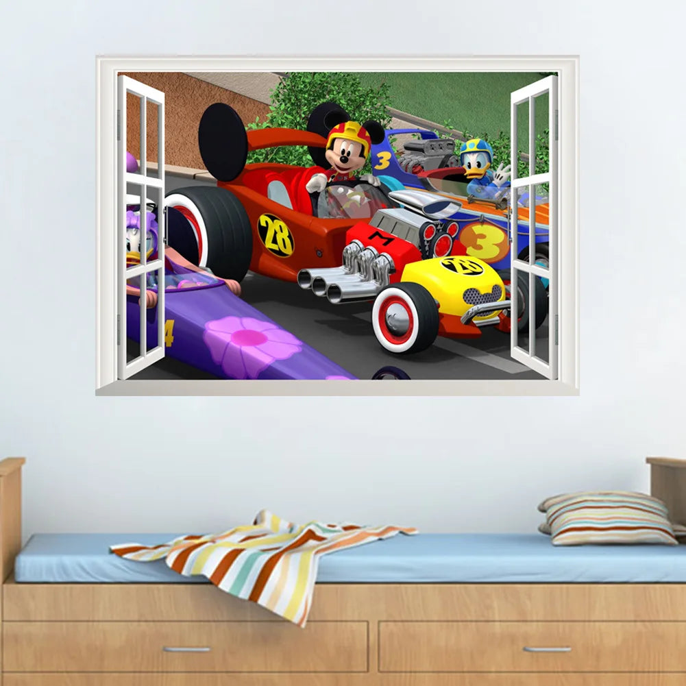 3D Cartoon Mickey Minnie Mouse  Children surprise Wall Stickers Waterproof Home Decoration For kid Room PVC DIY Vinyl Wallpaper