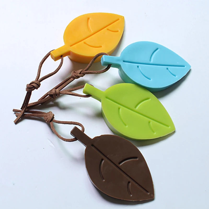 4 Color Leaves Shape Silicone Rubber Door Stop Stoppers Door Block Children Anti-Folder Hand Hotel Security Door Card Hanging