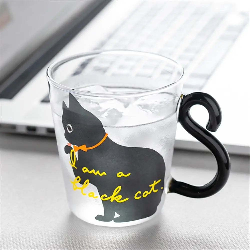 300ml Cute Cat Glass Juice Coffee Cup  Heat Resistant Milk Tea Coffee Glass Mug Red Wine Beer Champagne Glasses for Microwave