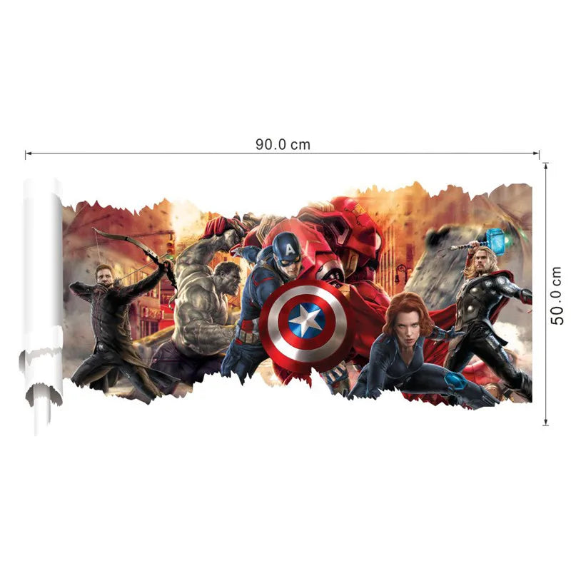 3D  avengers  wall stickers  living room bedroom wall decoration Super hero movie poster wall stickers for kids rooms