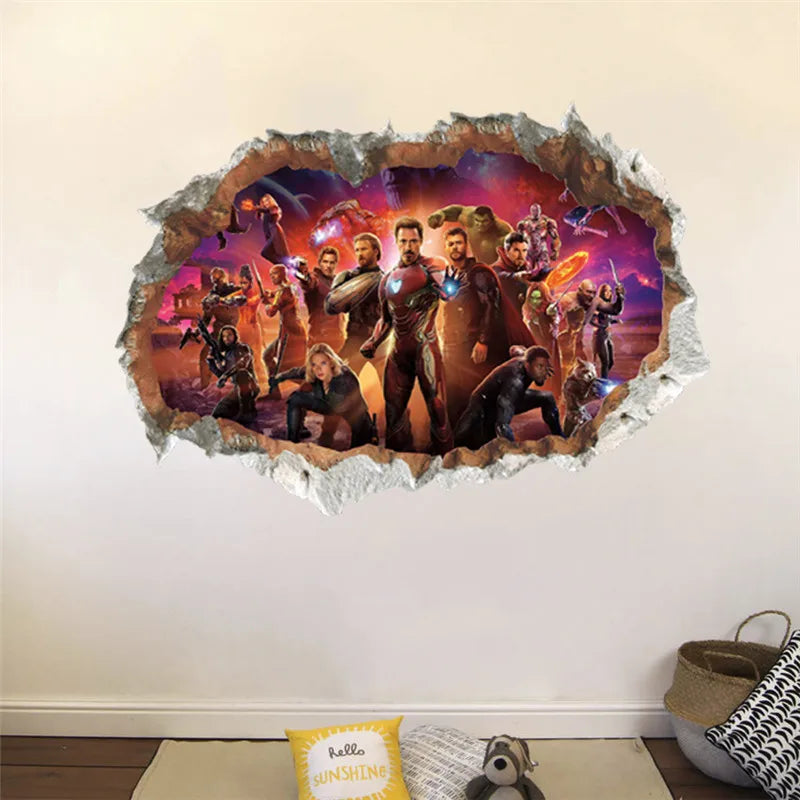 3D  avengers  wall stickers  living room bedroom wall decoration Super hero movie poster wall stickers for kids rooms