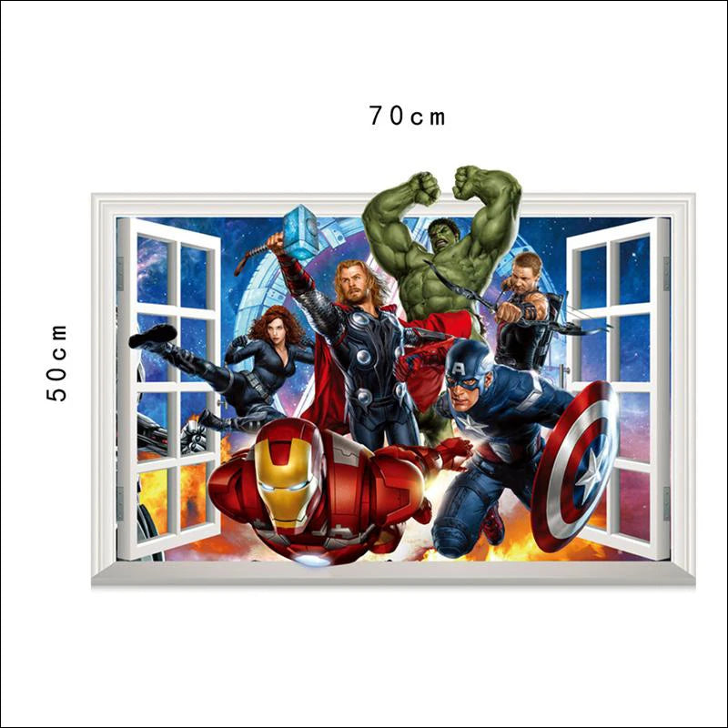 3D  avengers  wall stickers  living room bedroom wall decoration Super hero movie poster wall stickers for kids rooms