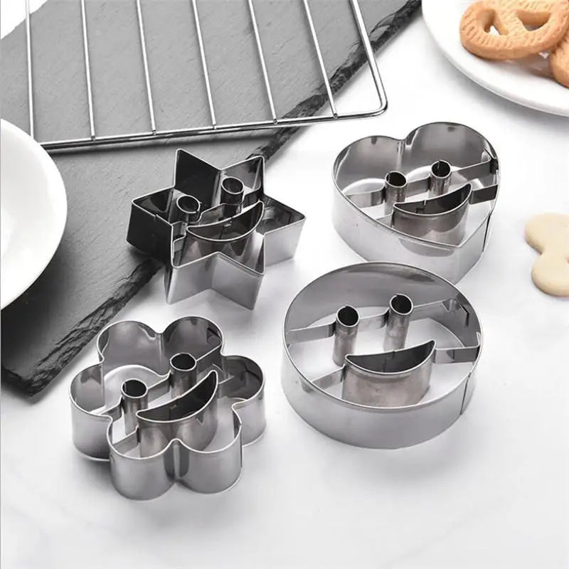 4 PCS Smiley Cookie Cutter Biscuit Mold Stainles Steel Fondant Cake Mold Baking Tools Sugar Biscuit Mold Cookie Tool Pastry tool