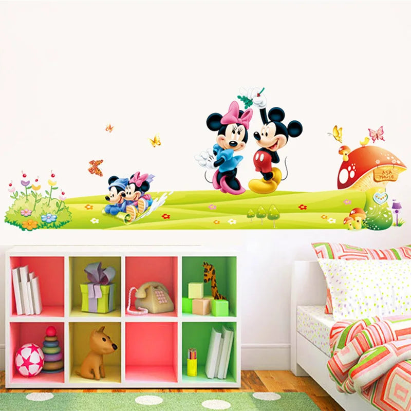 3D Cartoon Mickey Minnie Mouse  Children surprise Wall Stickers Waterproof Home Decoration For kid Room PVC DIY Vinyl Wallpaper