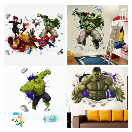 3D  avengers  wall stickers  living room bedroom wall decoration Super hero movie poster wall stickers for kids rooms