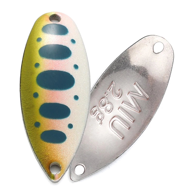 LTHTUG Pesca Stream Bait Trout Spoon Bait MIU 2.2g 2.8g 3.5g Spinner Copper Metal Fishing Spoon Lure For Trout Perch Pike Salmon