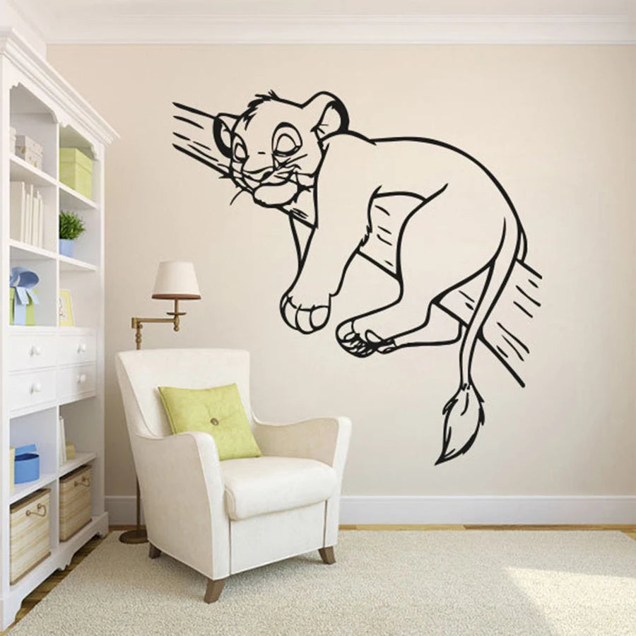 Simba Lion Wall Decal Kids Bedroom Nursery House Decor Cartoon Lions Cute Animal Mural Vinyl Wall Sticker Childhood Memory S322