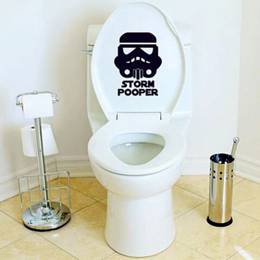 STORM TROOPER ON POOPER Toilet Seat Decal Funny Bathroom Label Sticker