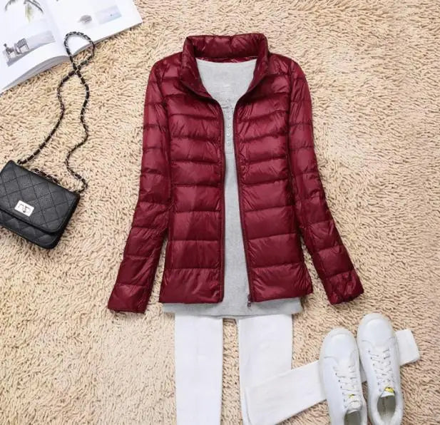 2022 Autumn Winter Women Lightweight White Duck Down Jacket Parka Female Ultra Light Down Coat Warm Puffer Outwears Short Tops