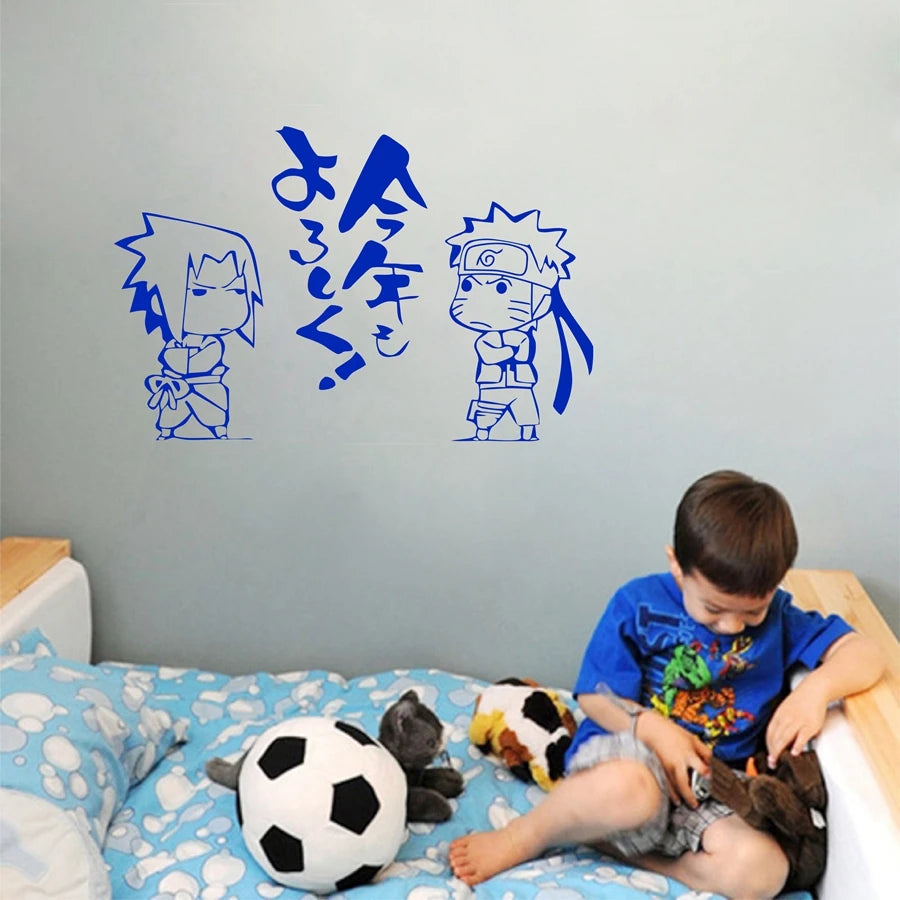 Japanese Comics Character Vinyl Wall Sticker Anime Uzumaki Uchiha Sasuke Art Wall Decal Kids Room Bedroom Home Decoration