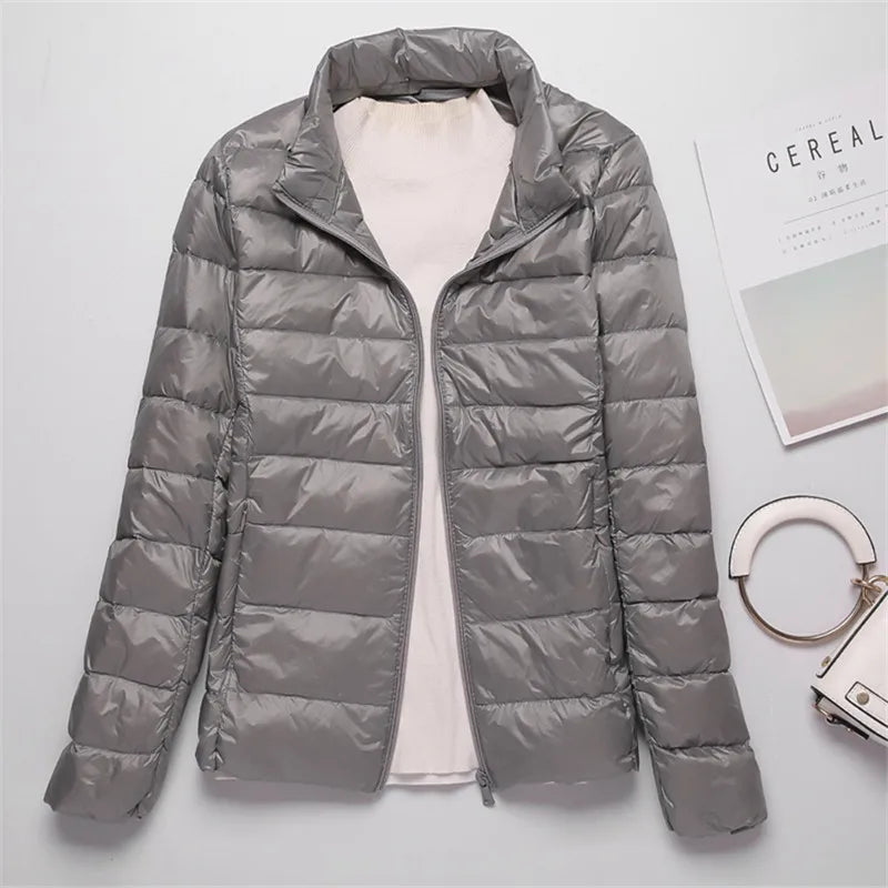 2022 Autumn Winter Women Lightweight White Duck Down Jacket Parka Female Ultra Light Down Coat Warm Puffer Outwears Short Tops