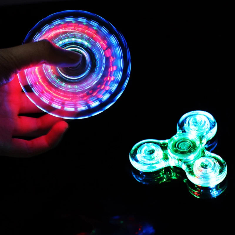 Luminous LED light Fidget Spinner Hand Top Spinners Glow in Dark Light EDC Figet Spiner Finger Stress Relief Toys