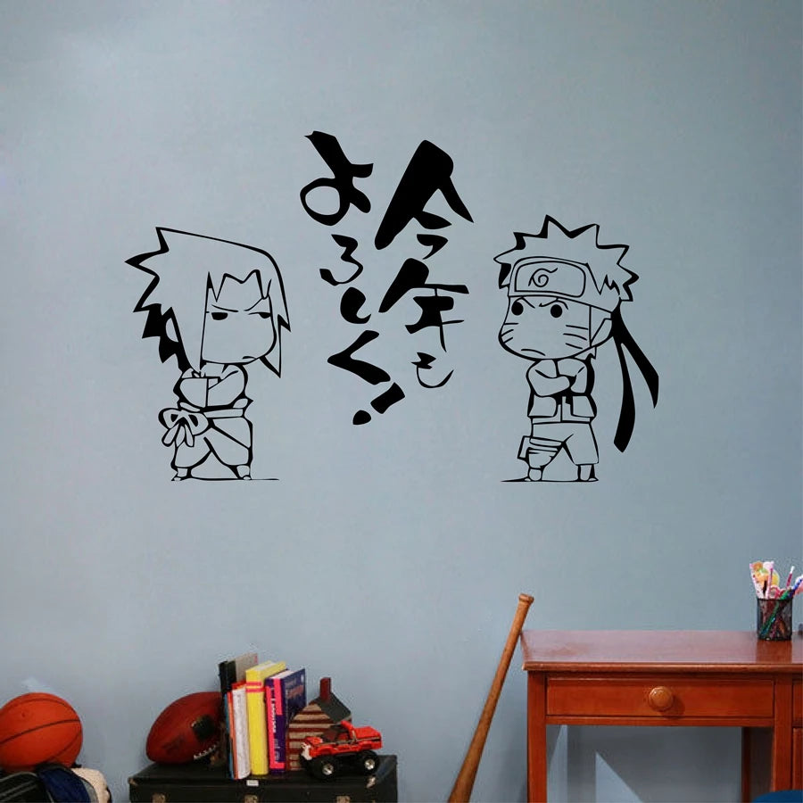 Japanese Comics Character Vinyl Wall Sticker Anime Uzumaki Uchiha Sasuke Art Wall Decal Kids Room Bedroom Home Decoration