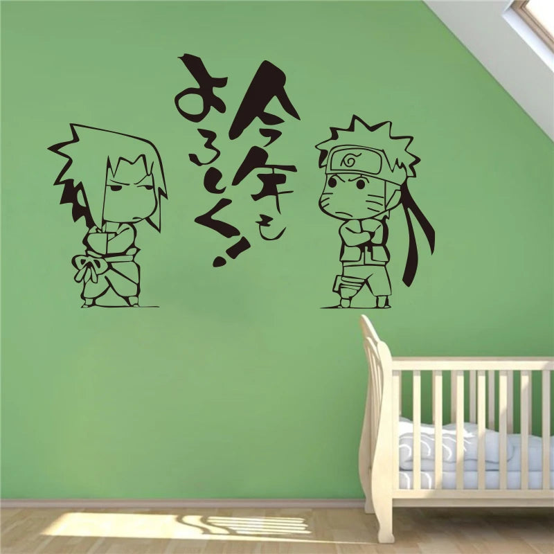 Japanese Comics Character Vinyl Wall Sticker Anime Uzumaki Uchiha Sasuke Art Wall Decal Kids Room Bedroom Home Decoration