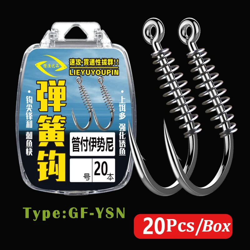 20pcs/pack Fishooks High-carbon Steel Spring Barbed Fishing Hooks Sharp Tip Flattened Body Fishhook Fresh Water Fish Hook 5#-14#