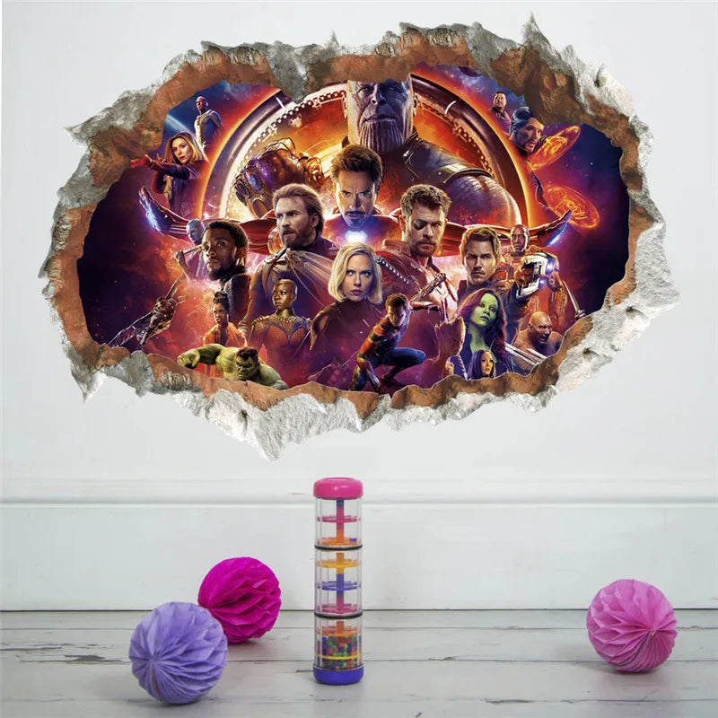 3D  avengers  wall stickers  living room bedroom wall decoration Super hero movie poster wall stickers for kids rooms