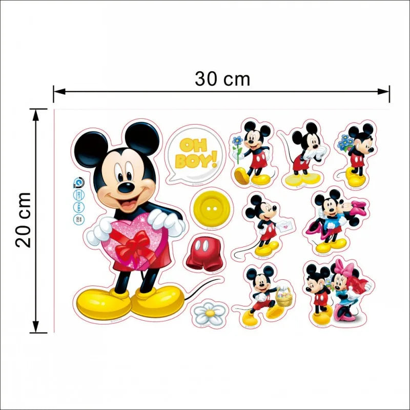 3D Cartoon Mickey Minnie Mouse  Children surprise Wall Stickers Waterproof Home Decoration For kid Room PVC DIY Vinyl Wallpaper