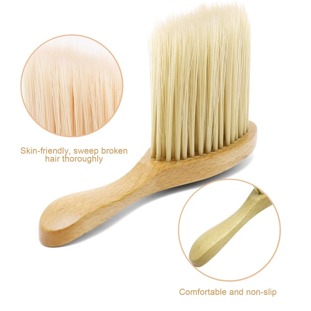 Neck Face Long Horse Hair Brush Barber Hand Held Clean Broken Haircut Brush Beard Salon Cutting Hairdressing Styling Tools