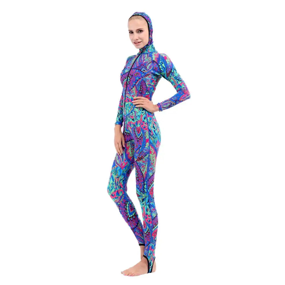 Women Wetsuit Scuba Diving Skin Rash Guard Swimming Snorkeling Surfing Long Sleeve Hooded Full Wetsuits Jellyfish XS - XXL