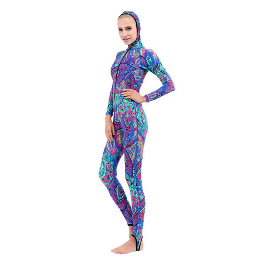 Women Wetsuit Scuba Diving Skin Rash Guard Swimming Snorkeling Surfing Long Sleeve Hooded Full Wetsuits Jellyfish XS - XXL