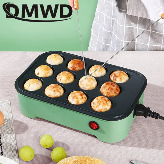 Electric Takoyaki Maker Egg Omelette Cooker Crepe Pancake Fried Steak Frying Pan Chibi Maruko Baking Machine Octopus Balls Grill