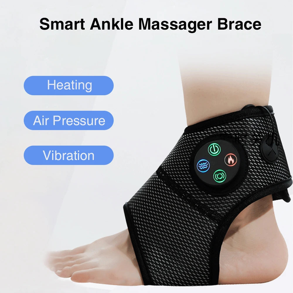 Electric Ankle Foot Massager Vibration Hot Compress Smart Air Pressure Multifunctional Brace Support Relaxation Treatments