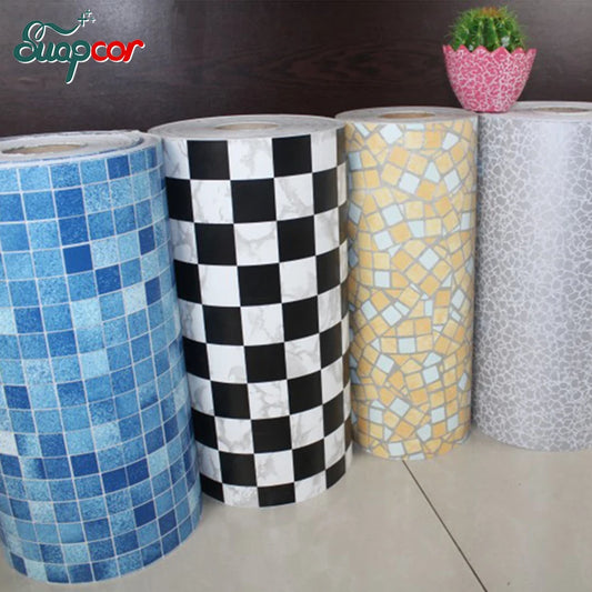 PVC Self-Adhesive Home Waterproof Moistureproof Toilet Bathroom Tile Mosaic Wall Stickers Kitchen Stove Oilproof Decorative Film