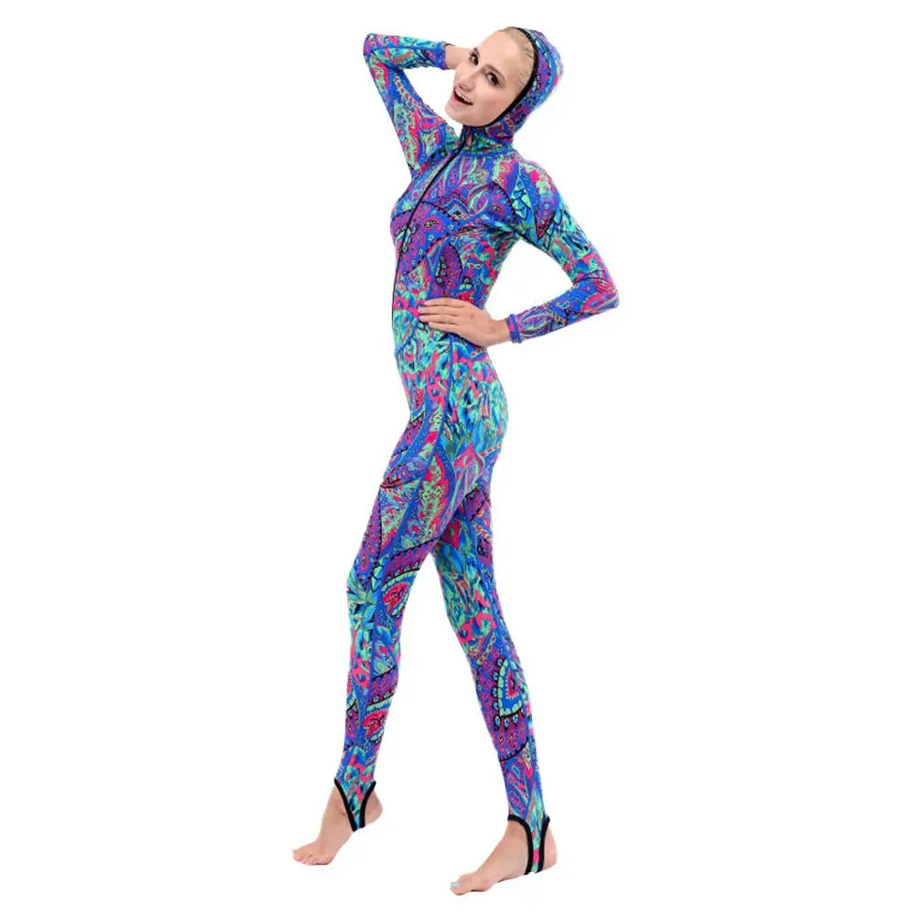 Women Wetsuit Scuba Diving Skin Rash Guard Swimming Snorkeling Surfing Long Sleeve Hooded Full Wetsuits Jellyfish XS - XXL