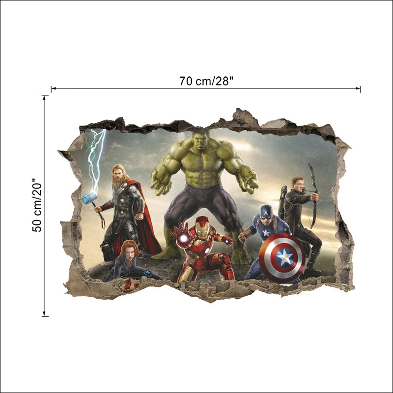 3D  avengers  wall stickers  living room bedroom wall decoration Super hero movie poster wall stickers for kids rooms