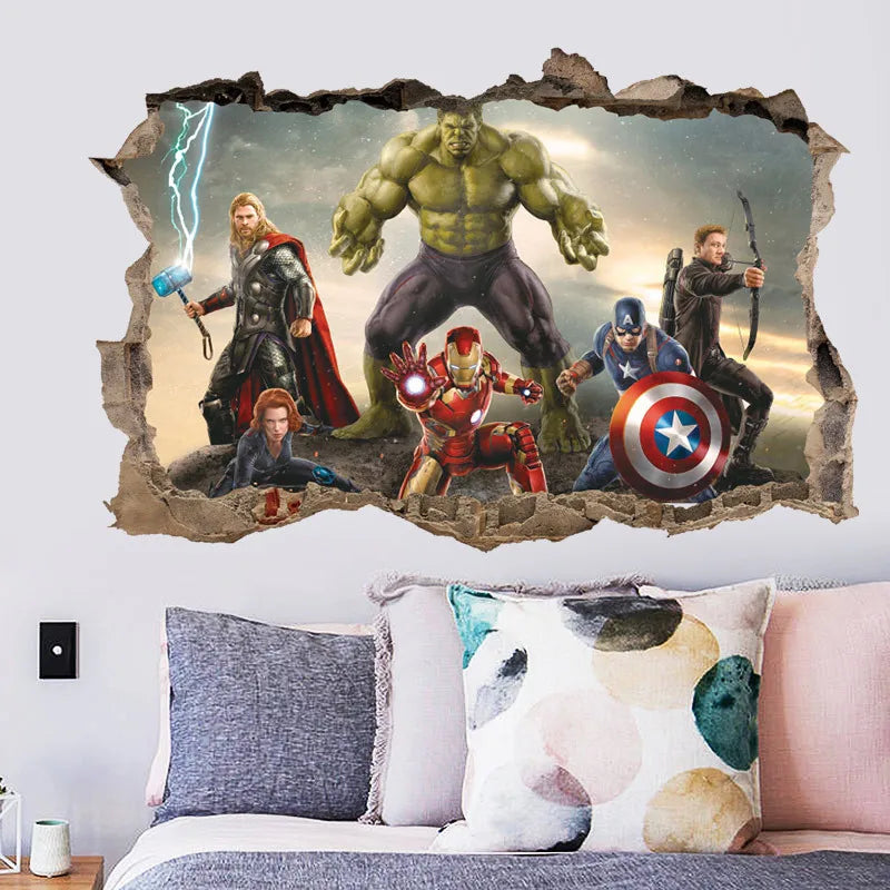 3D  avengers  wall stickers  living room bedroom wall decoration Super hero movie poster wall stickers for kids rooms