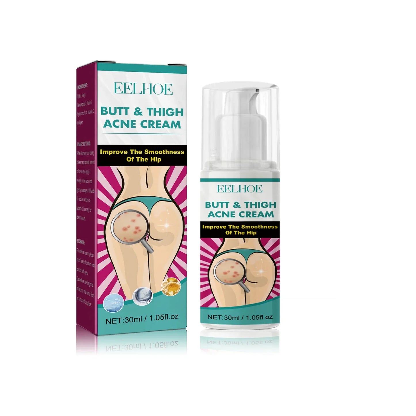 Butt Thigh Acne Clearing Cream Zits Razor Bumps Spot Treatment Preventing Sexy Hip Sagging Lift Whitening Buttocks Pimples Cream