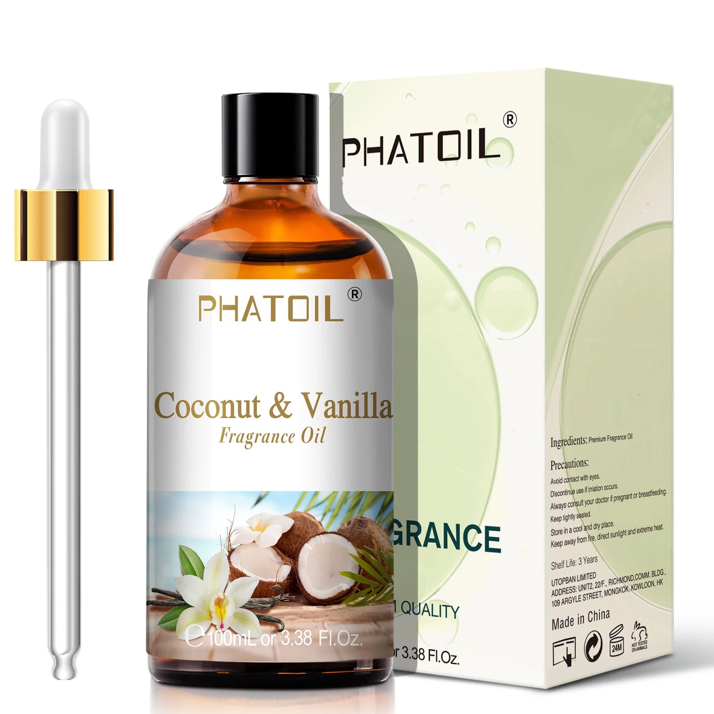 PHATOIL 100ml Sweet Fruity Fragrance Oil for Diffuser Candles Making -Coconut & Vanilla Strawberry Lemon Peach Pear Aroma Oil