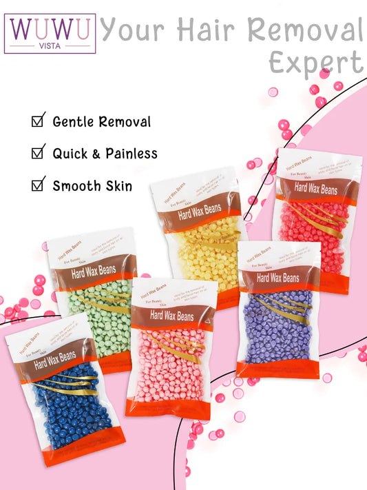 WUWUVISTA 100g/3.52oz Hot Wax Hair Removal Depilatory Waxing hard Beans for Wax Heater Painless for all Hairs Removal Beans