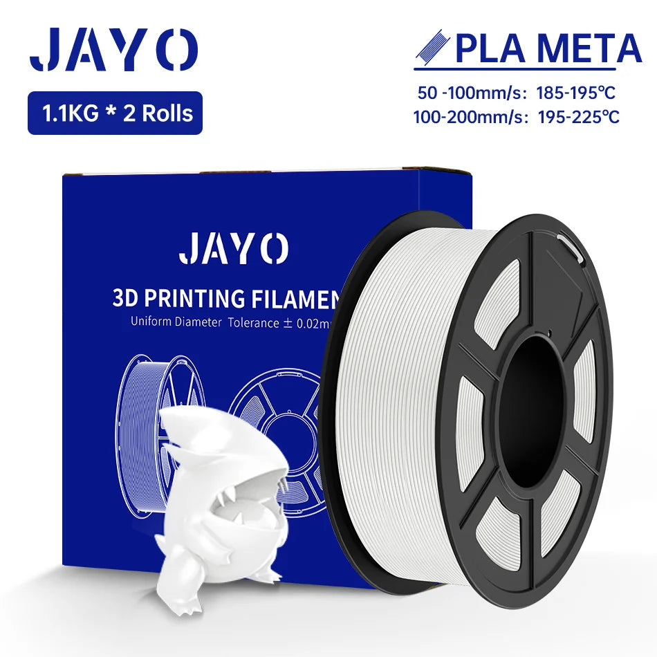 JAYO  PLA Meta Filament 1.75MM 2 Rolls 3D Filament PLA For FDM 3D Printer Neatly Wound Toughness 3D Printing Materials 1.1KG