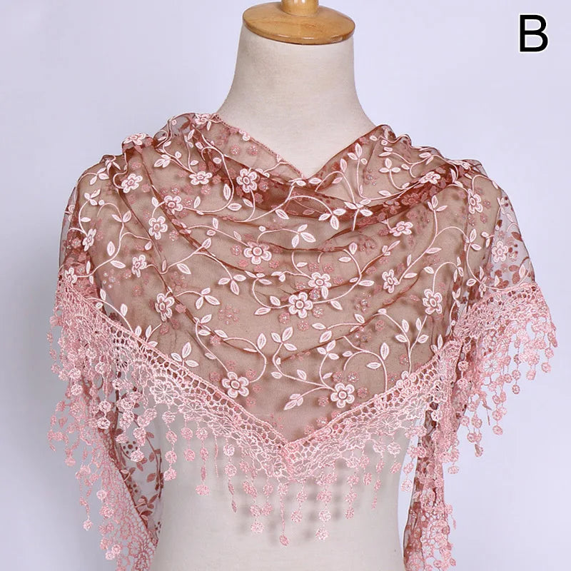 Women's 150x40cm Tassel Shawl Floral Lace Scarf Summer Scarves Fashion Wedding Wrap Clothing Accessories