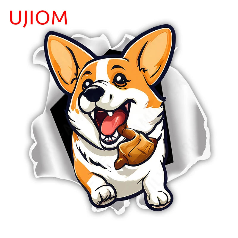 UJIOM 13cm X 12.9cm Cartoon Puppy Dog Tear Wall Sticker Scratch Proof Sunscreen Refrigerator Kids Room Decal Decor Wallpapers