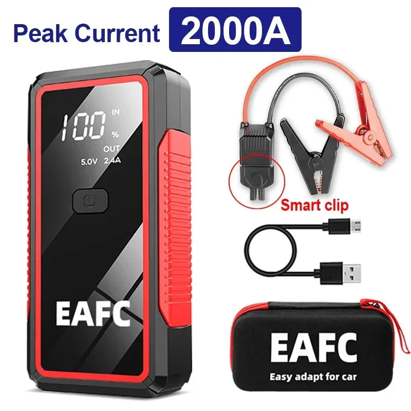 2000A/1200A Jump Starter Power Bank Portable 12V Car Battery Booster Charger LED Light For Petrol Diesel 6.0L/4.0L Car Starter