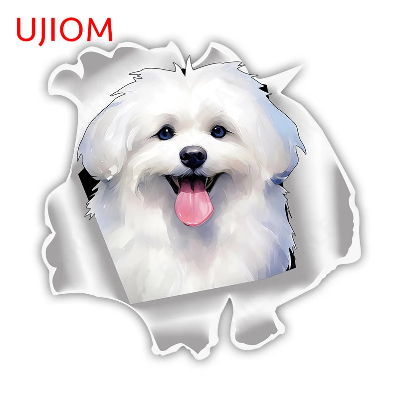 UJIOM 13cm X 12.9cm Cartoon Puppy Dog Tear Wall Sticker Scratch Proof Sunscreen Refrigerator Kids Room Decal Decor Wallpapers