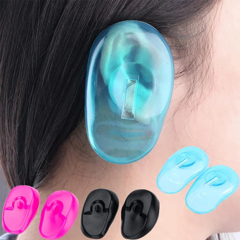 2pcs Silicone Ear Cover Hair Coloring Dyeing Ear Protector Waterproof Shower Ear Shield Earmuffs Caps Salon Styling Accessories