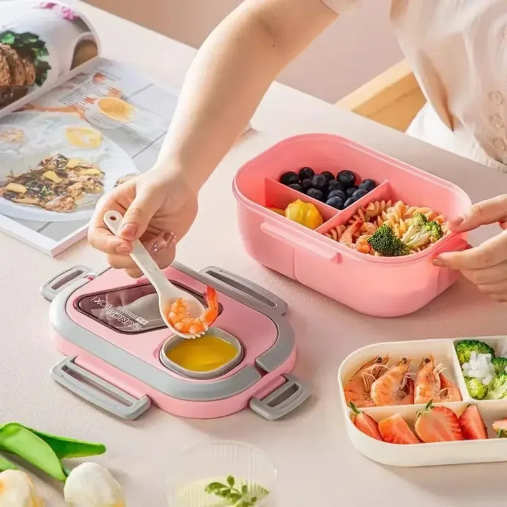 2025 Portable Lunch Box Compartment Wheat Straw Bento Carrying Handle Reusable Tableware Container Meal Snack Food Containers