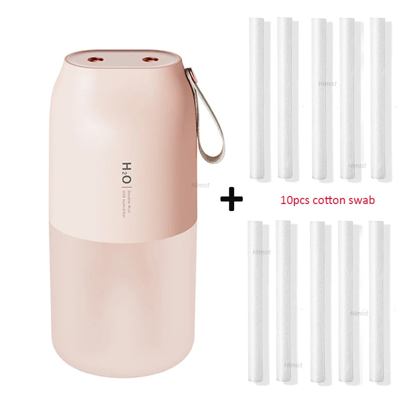 Portable USB Rechargeable Wireless Air Humidifier Purifier With LED Lamp Dual Nozzle Mini Electric Aroma Water Diffuser for Car