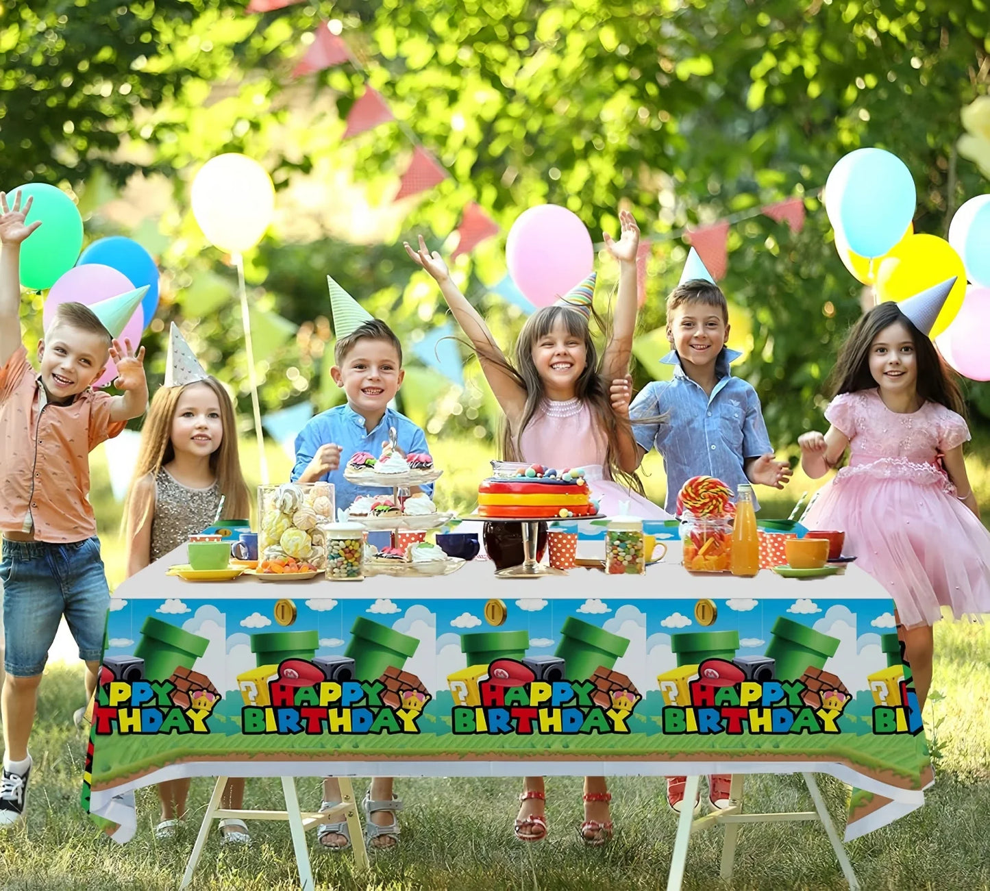 Mario Tablecloth Birthday Party Decoration Disposable Table Cloth Super Bros Table Cover Baby Shower Kids Favors Party Supplies