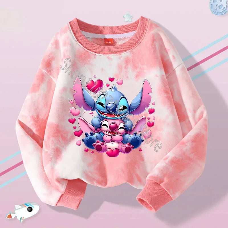 Lilo & Stitch Sweatshirts Disney Girls Clothes Boys Anime Movie Character Pattern Warm Comfortable Long Sleeves Holiday Gifts