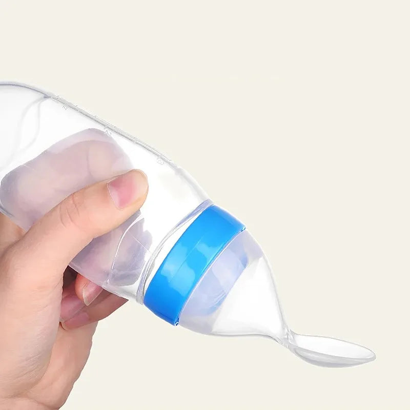 Baby Silicone Squeezing Feeding Bottle Newborn Baby Training Spoon Supplement Milk Feeder Safe Useful Tableware for Kids