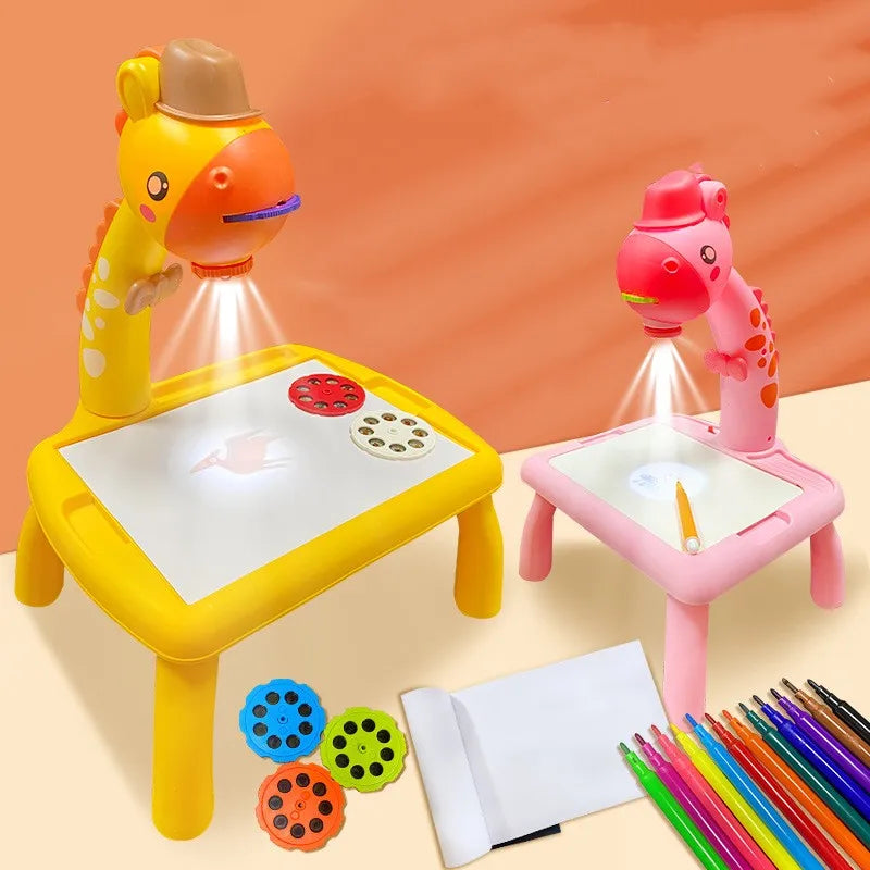 Kids Early Education Led Projector Drawing Table Toys Children Arts Painting Board Desk Mini Doodle Whiteboard Girl Gifts