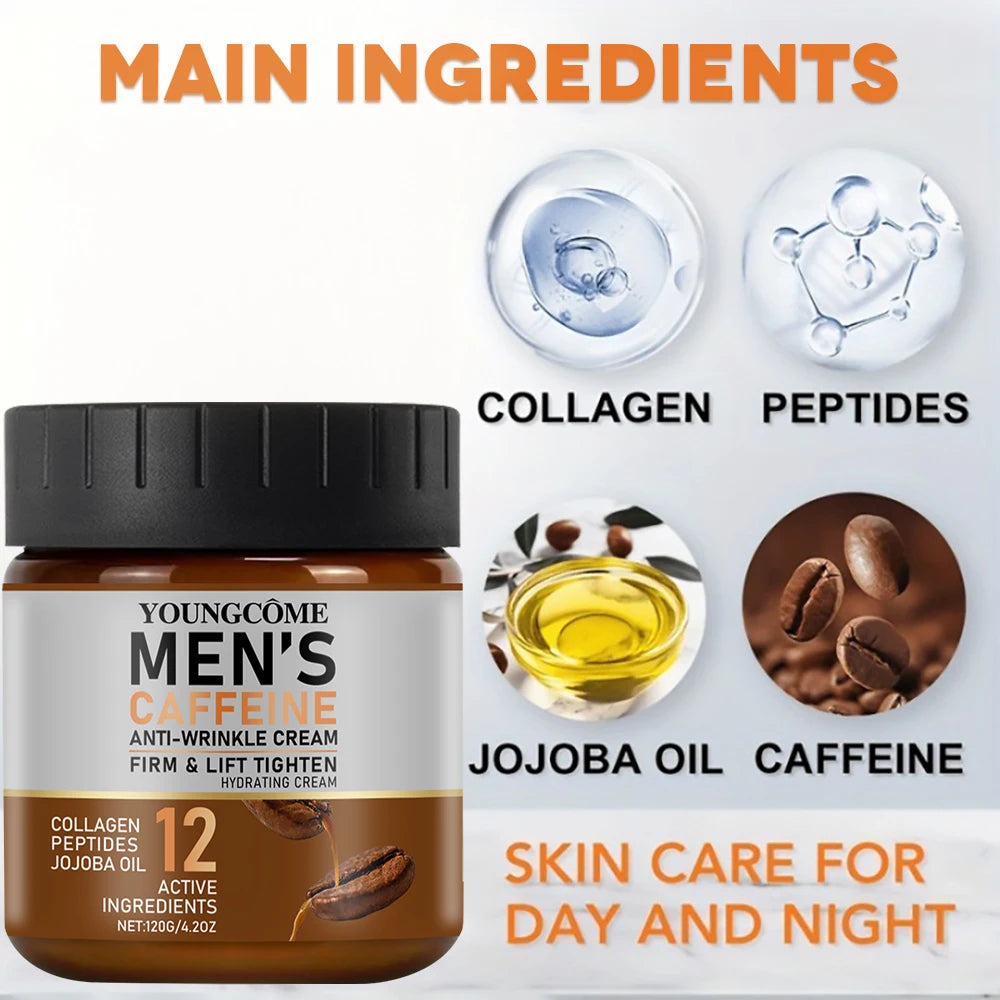 Caffeine Anti-wrinkle Cream for Men Remove Face & Neck Wrinkles Firming Moisturizing Skin Retinol Face Cream Facial Treatment