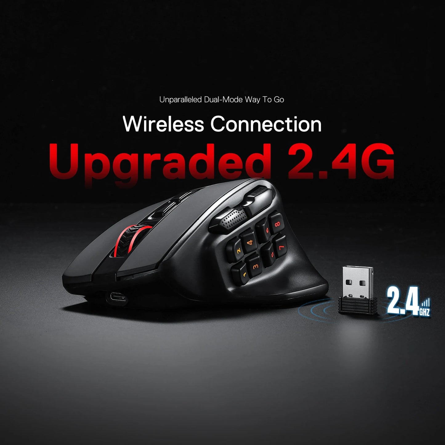 Redragon M811 PRO Wireless MMO Gaming Mouse, 15 Programmable Buttons RGB Gamer Mouse, 10 Side Macro Keys