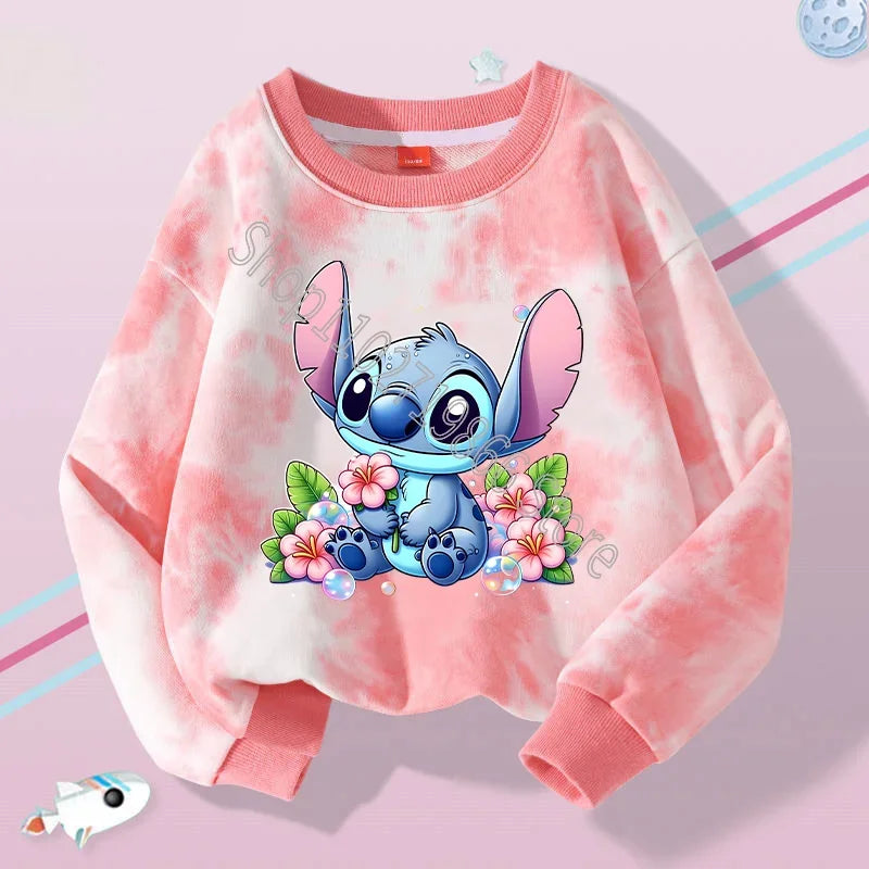 Lilo & Stitch Sweatshirts Disney Girls Clothes Boys Anime Movie Character Pattern Warm Comfortable Long Sleeves Holiday Gifts