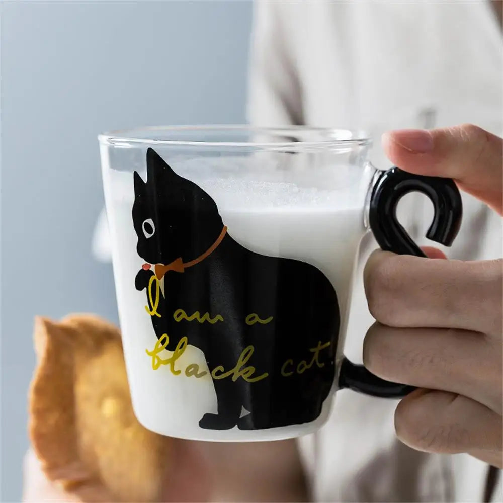 300ml Cute Cat Glass Juice Coffee Cup  Heat Resistant Milk Tea Coffee Glass Mug Red Wine Beer Champagne Glasses for Microwave