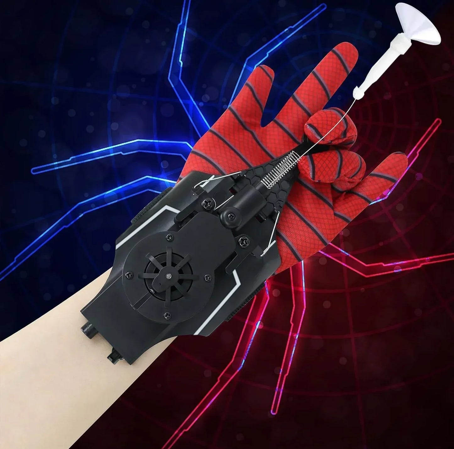 Spiderman Spinneret Launcher Spider Silk Spinneret Gloves Boys Cosplay Black Tech Toy Ejector Cartoon Funny Toy For Kids Gifts